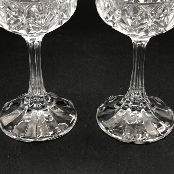 Vintage Cristal De Flandre Set of 2 Wine Glasses Fascination Pattern Crystal - Picture 4 of 7